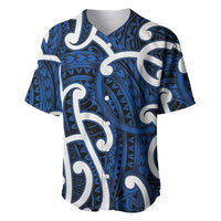 Aotearoa Maori Kowhaiwhai Baseball Jersey Kikorangi Puhoro and Patiki LT9 Blue - Polynesian Pride