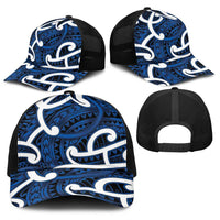 Aotearoa Maori Kowhaiwhai Baseball Net Cap Kikorangi Puhoro and Patiki