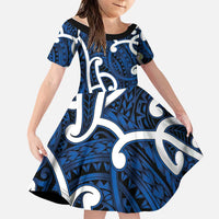 Aotearoa Maori Kowhaiwhai Family Matching Puletasi and Hawaiian Shirt Kikorangi Puhoro and Patiki