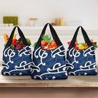Aotearoa Maori Kowhaiwhai Grocery Bag Kikorangi Puhoro and Patiki LT9 3-pack One Size Blue - Polynesian Pride
