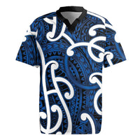 Aotearoa Maori Kowhaiwhai Rugby Jersey Kikorangi Puhoro and Patiki LT9 Blue - Polynesian Pride