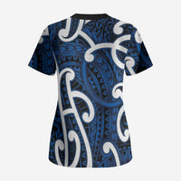 Aotearoa Maori Kowhaiwhai Scrub Top Kikorangi Puhoro and Patiki LT9 - Polynesian Pride