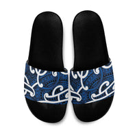 Aotearoa Maori Kowhaiwhai Slide Sandals Kikorangi Puhoro and Patiki LT9 Blue - Polynesian Pride
