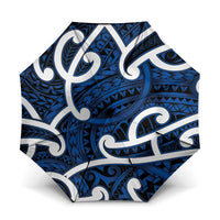 Aotearoa Maori Kowhaiwhai Umbrella Kikorangi Puhoro and Patiki LT9 One Size Folded 11.42 inch Opened Diameter 37.4 inch Blue - Polynesian Pride
