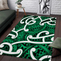 Aotearoa Maori Kowhaiwhai Area Rug Kakariki Puhoro and Patiki LT9 Green - Polynesian Pride