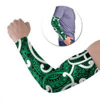 Aotearoa Maori Kowhaiwhai Arm Sleeves Kakariki Puhoro and Patiki LT9 Set of 2 Green - Polynesian Pride