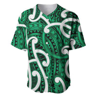 Aotearoa Maori Kowhaiwhai Baseball Jersey Kakariki Puhoro and Patiki LT9 Green - Polynesian Pride