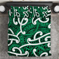 Aotearoa Maori Kowhaiwhai Bedding Set Kakariki Puhoro and Patiki LT9 Green - Polynesian Pride