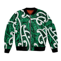 Aotearoa Maori Kowhaiwhai Bomber Jacket Kakariki Puhoro and Patiki LT9 Unisex Green - Polynesian Pride