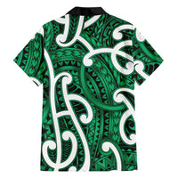 Aotearoa Maori Kowhaiwhai Family Matching Off The Shoulder Long Sleeve Dress and Hawaiian Shirt Kakariki Puhoro and Patiki