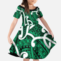 Aotearoa Maori Kowhaiwhai Family Matching Puletasi and Hawaiian Shirt Kakariki Puhoro and Patiki