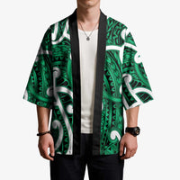 Aotearoa Maori Kowhaiwhai Kimono Kakariki Puhoro and Patiki LT9 - Polynesian Pride