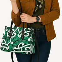 Aotearoa Maori Kowhaiwhai Leather Bag Kakariki Puhoro and Patiki LT9 - Polynesian Pride
