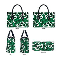 Aotearoa Maori Kowhaiwhai Leather Bag Kakariki Puhoro and Patiki LT9 - Polynesian Pride
