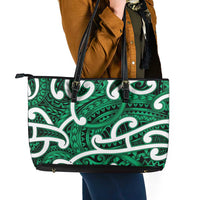 Aotearoa Maori Kowhaiwhai Leather Tote Bag Kakariki Puhoro and Patiki LT9 - Polynesian Pride
