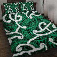 Aotearoa Maori Kowhaiwhai Quilt Bed Set Kakariki Puhoro and Patiki LT9 Green - Polynesian Pride