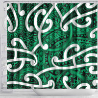 Aotearoa Maori Kowhaiwhai Shower Curtain Kakariki Puhoro and Patiki LT9 - Polynesian Pride