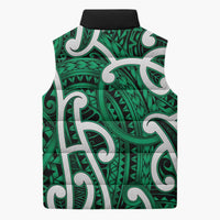 Aotearoa Maori Kowhaiwhai Sleeveless Puffer Jacket Kakariki Puhoro and Patiki LT9 - Polynesian Pride