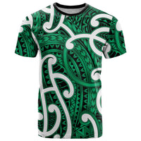 Aotearoa Maori Kowhaiwhai T Shirt Kakariki Puhoro and Patiki LT9 Green - Polynesian Pride