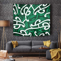 Aotearoa Maori Kowhaiwhai Tapestry Kakariki Puhoro and Patiki LT9 Green - Polynesian Pride