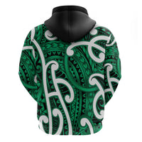 Aotearoa Maori Kowhaiwhai Zip Hoodie Kakariki Puhoro and Patiki LT9 - Polynesian Pride