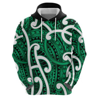 Aotearoa Maori Kowhaiwhai Zip Hoodie Kakariki Puhoro and Patiki LT9 - Polynesian Pride
