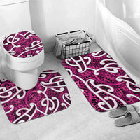 Aotearoa Maori Kowhaiwhai Bathroom Set Mawhero Puhoro and Patiki LT9 Mat Set Only (3 pcs) One Size Pink - Polynesian Pride