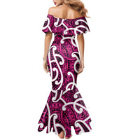 Aotearoa Maori Kowhaiwhai Family Matching Mermaid Dress and Hawaiian Shirt Mawhero Puhoro and Patiki