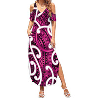 Aotearoa Maori Kowhaiwhai Family Matching Summer Maxi Dress and Hawaiian Shirt Mawhero Puhoro and Patiki