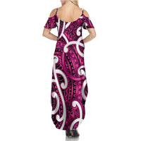 Aotearoa Maori Kowhaiwhai Family Matching Summer Maxi Dress and Hawaiian Shirt Mawhero Puhoro and Patiki