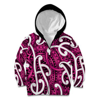 Aotearoa Maori Kowhaiwhai Kid Hoodie Mawhero Puhoro and Patiki LT9 Zip Hoodie Pink - Polynesian Pride