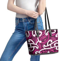 Aotearoa Maori Kowhaiwhai Leather Tote Bag Mawhero Puhoro and Patiki LT9 - Polynesian Pride
