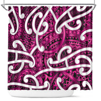 Aotearoa Maori Kowhaiwhai Shower Curtain Mawhero Puhoro and Patiki LT9 Pink - Polynesian Pride