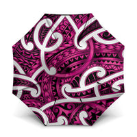 Aotearoa Maori Kowhaiwhai Umbrella Mawhero Puhoro and Patiki LT9 One Size Folded 11.42 inch Opened Diameter 37.4 inch Pink - Polynesian Pride