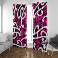 Aotearoa Maori Kowhaiwhai Window Curtain Mawhero Puhoro and Patiki LT9 With Grommets Pink - Polynesian Pride