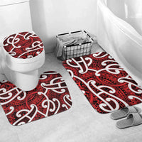 Aotearoa Maori Kowhaiwhai Bathroom Set Whero Puhoro and Patiki LT9 Mat Set Only (3 pcs) One Size Red - Polynesian Pride