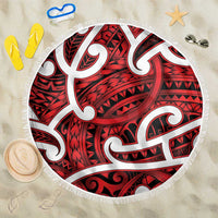 Aotearoa Maori Kowhaiwhai Beach Blanket Whero Puhoro and Patiki LT9 One Size 150cm Red - Polynesian Pride