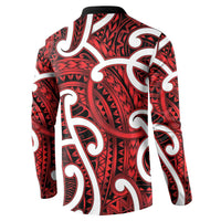 Aotearoa Maori Kowhaiwhai Button Sweatshirt Whero Puhoro and Patiki LT9 - Polynesian Pride