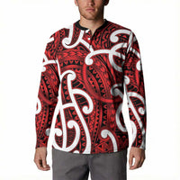 Aotearoa Maori Kowhaiwhai Button Sweatshirt Whero Puhoro and Patiki LT9 - Polynesian Pride