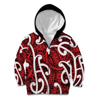 Aotearoa Maori Kowhaiwhai Kid Hoodie Whero Puhoro and Patiki LT9 Zip Hoodie Red - Polynesian Pride