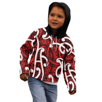 Aotearoa Maori Kowhaiwhai Kid Hoodie Whero Puhoro and Patiki LT9 - Polynesian Pride