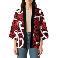 Aotearoa Maori Kowhaiwhai Kimono Whero Puhoro and Patiki LT9 - Polynesian Pride