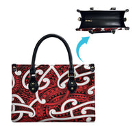 Aotearoa Maori Kowhaiwhai Leather Bag Whero Puhoro and Patiki LT9 - Polynesian Pride