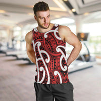 Aotearoa Maori Kowhaiwhai Men Tank Top Whero Puhoro and Patiki LT9 Red - Polynesian Pride