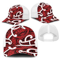 Aotearoa Maori Kowhaiwhai Mesh Trucker Cap Whero Puhoro and Patiki LT9 - Polynesian Pride