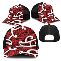 Aotearoa Maori Kowhaiwhai Mesh Trucker Cap Whero Puhoro and Patiki LT9 - Polynesian Pride