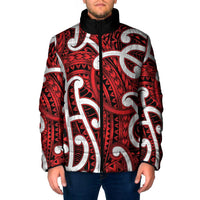 Aotearoa Maori Kowhaiwhai Padded Jacket Whero Puhoro and Patiki LT9 Men Red - Polynesian Pride