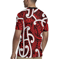 Aotearoa Maori Kowhaiwhai Rugby Jersey Whero Puhoro and Patiki LT9 - Polynesian Pride