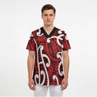 Aotearoa Maori Kowhaiwhai Scrub Top Whero Puhoro and Patiki LT9 - Polynesian Pride