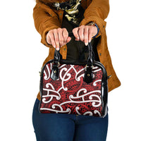 Aotearoa Maori Kowhaiwhai Shoulder Handbag Whero Puhoro and Patiki LT9 One Size Red - Polynesian Pride